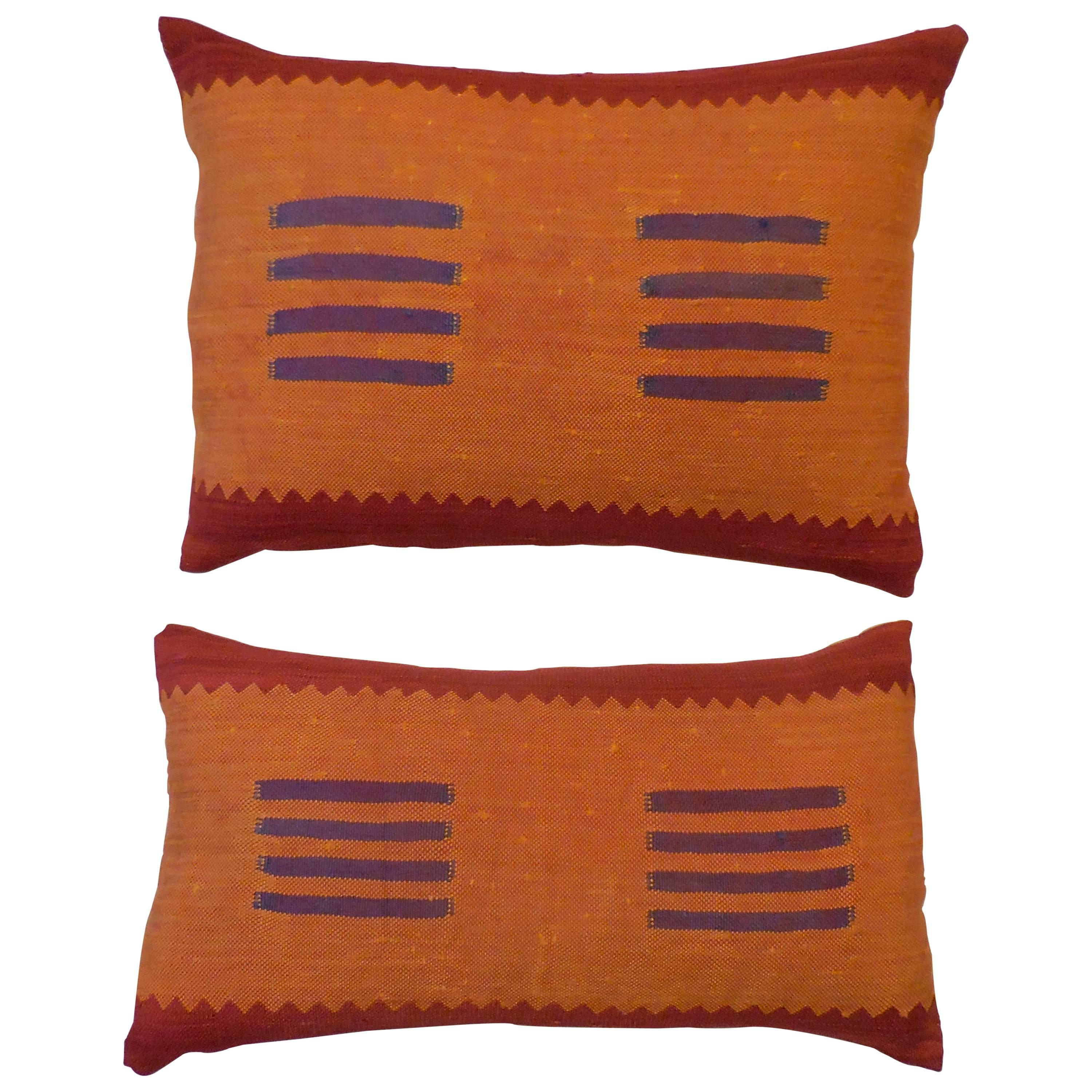 Pair of Silk Orange Pillows