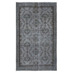 3.7x6 Ft Moderner handgefertigter türkischer Akzentteppich in grauen Tönen, niedriger Flor, Kleiner Teppich