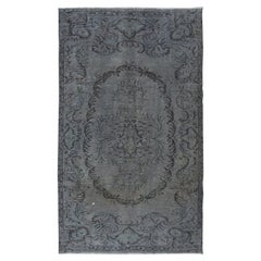 5.2x8.6 Ft Handmade Turkish Rug Over-Dyed in Gray, Vintage Upcycled Carpet