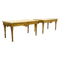 18° secolo, Monumentale coppia di console neoclassiche italiane in legno dorato