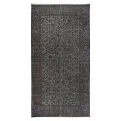 3.7x6.8 Ft Handmade Turkish Rug in Dark Gray, Great 4 Modern Interiors