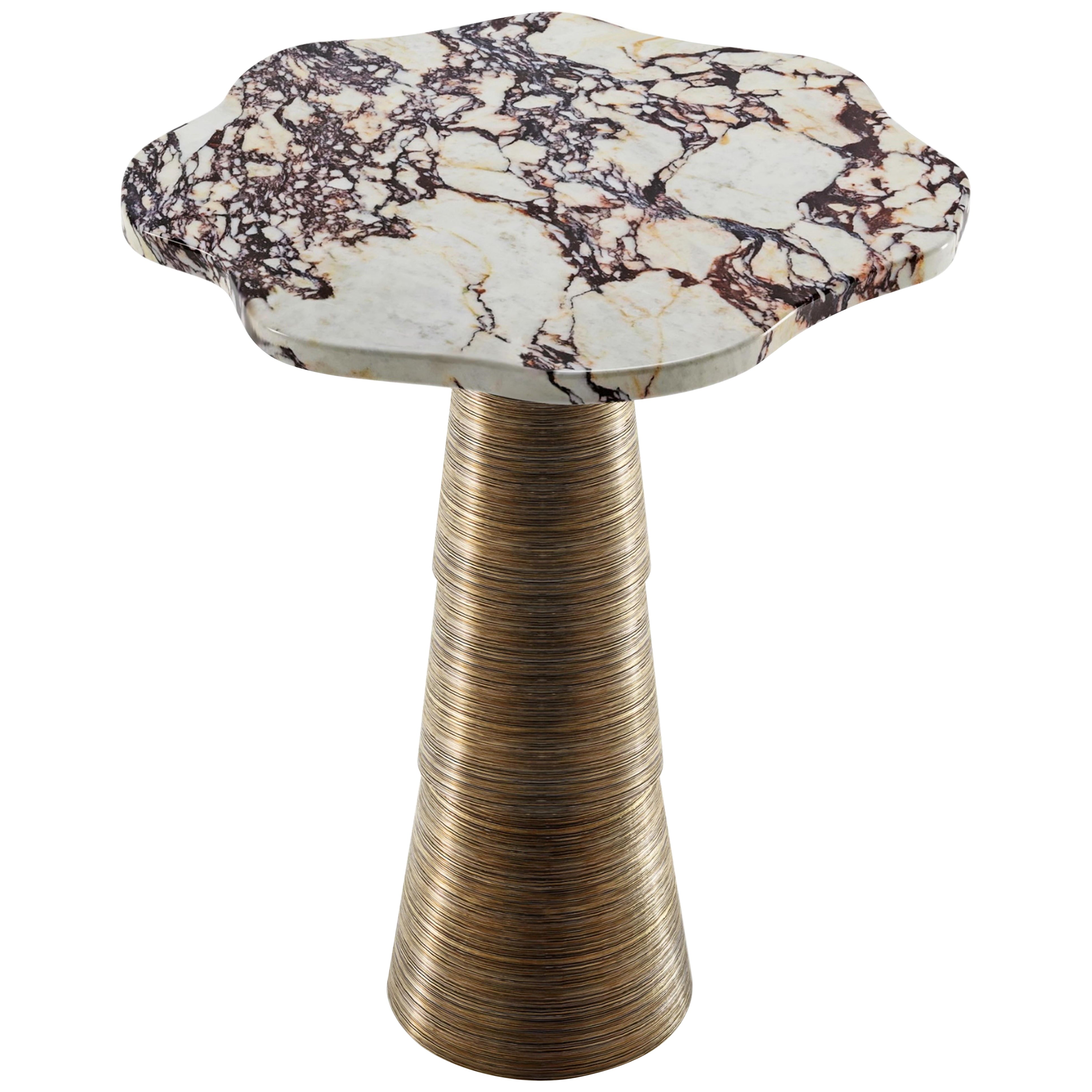 Palm Side Table, Calacatta and Brass, InsidherLand by Joana Santos Barbosa For Sale