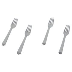 Vintage Georg Jensen Pyramid. Set of four dinner forks in sterling silver.