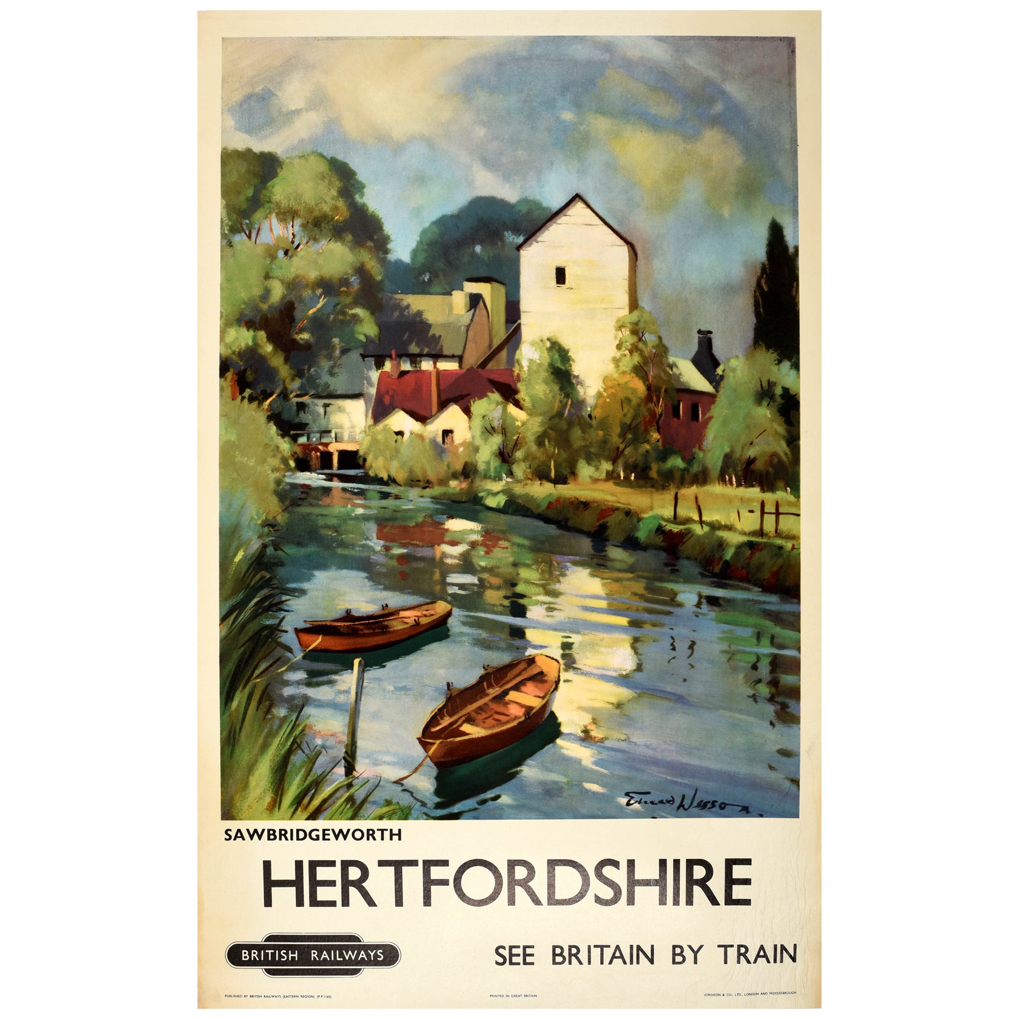 Original Vintage Travel Poster Hertfordshire Sawbridgeworth British Railway UK