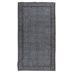 5x9 Ft Handmade Turkish Area Rug with Gray Background and Brown Black Pattern