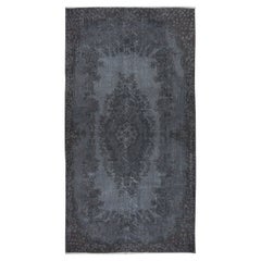 3.7x6,8 Ft Handgefertigter türkischer Teppich in grauen Tönen in Grautönen, ideal für moderne Innenräume