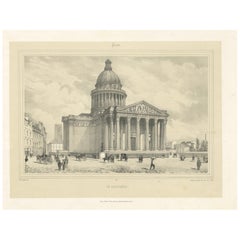 Gravure décorative du Panthéon Paris dans les années 1800 par Bry & Benoist