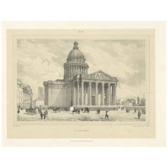 Antique Decorative Engraved Panthéon Paris in the 1800s by Bry & Benoist