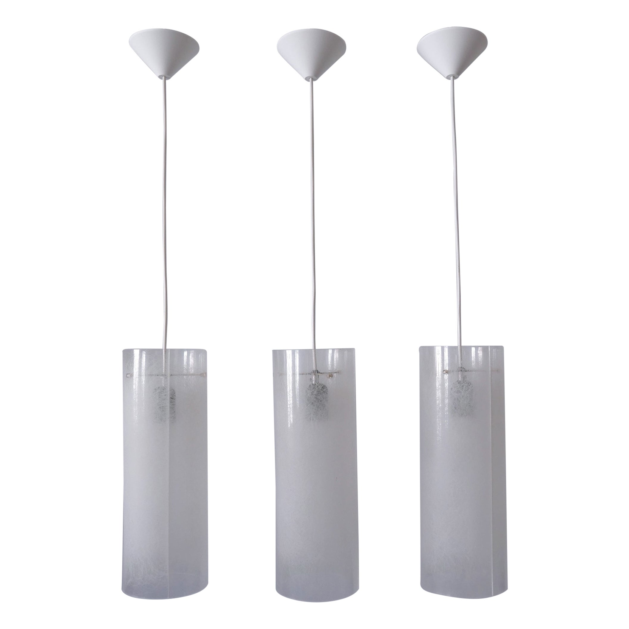 Set of Three Mid Century Modern Pendant Lamps by Rupert Nikoll Austria 1970s For Sale