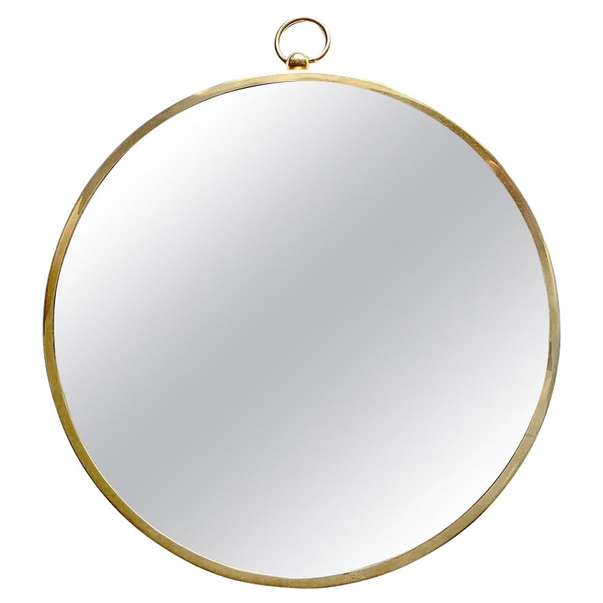 Mid Century Austrian Vintage Brass Wall Mirror, 1950s For Sale