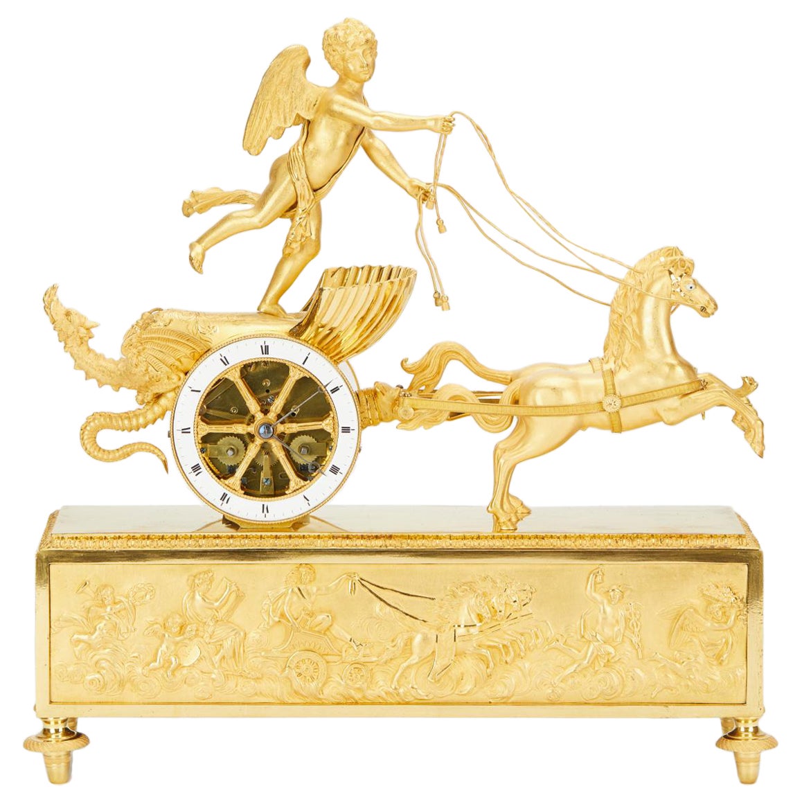 French Empire chariot clock  For Sale