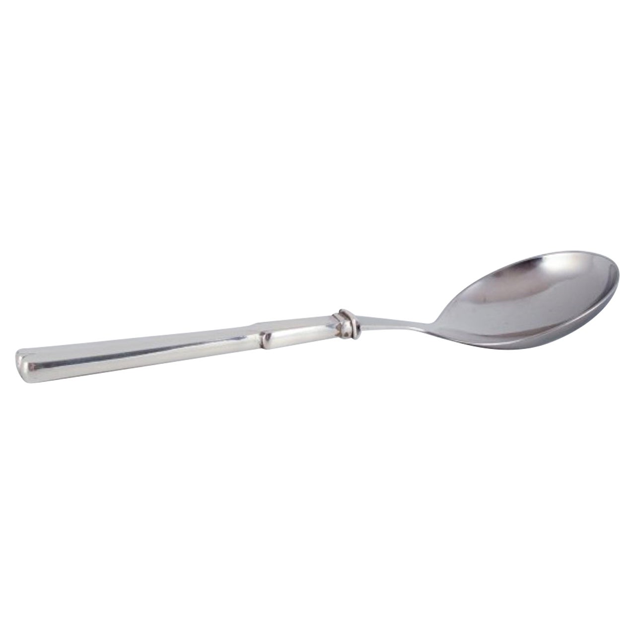 Hans Hansen. Art Deco serving spoon in sterling silver and stainless steel. For Sale