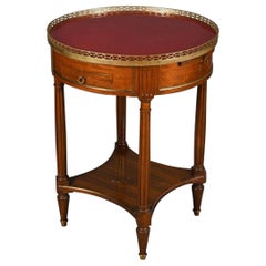 19th Century French Round Side Table in Veneered Wood Louise XVI Style