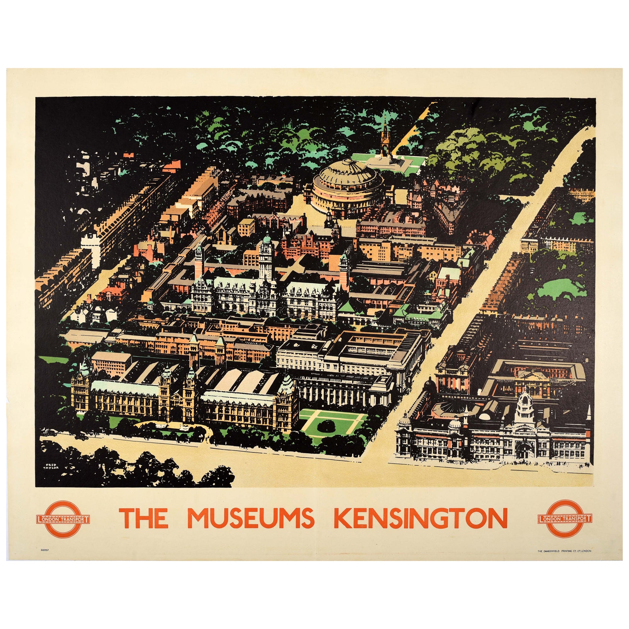 Original Vintage London Transport Poster Museums Kensington Map Fred Taylor Art For Sale