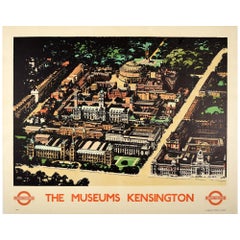Original Antique London Transport Poster Museums Kensington Map Fred Taylor Art