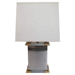 Tommaso Barbi Steel and Lucite Table Lamp with Gold Trim