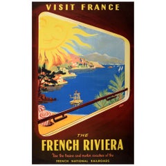 Original Vintage Travel Poster French Riviera SNCF Visit France Starr Midcentury