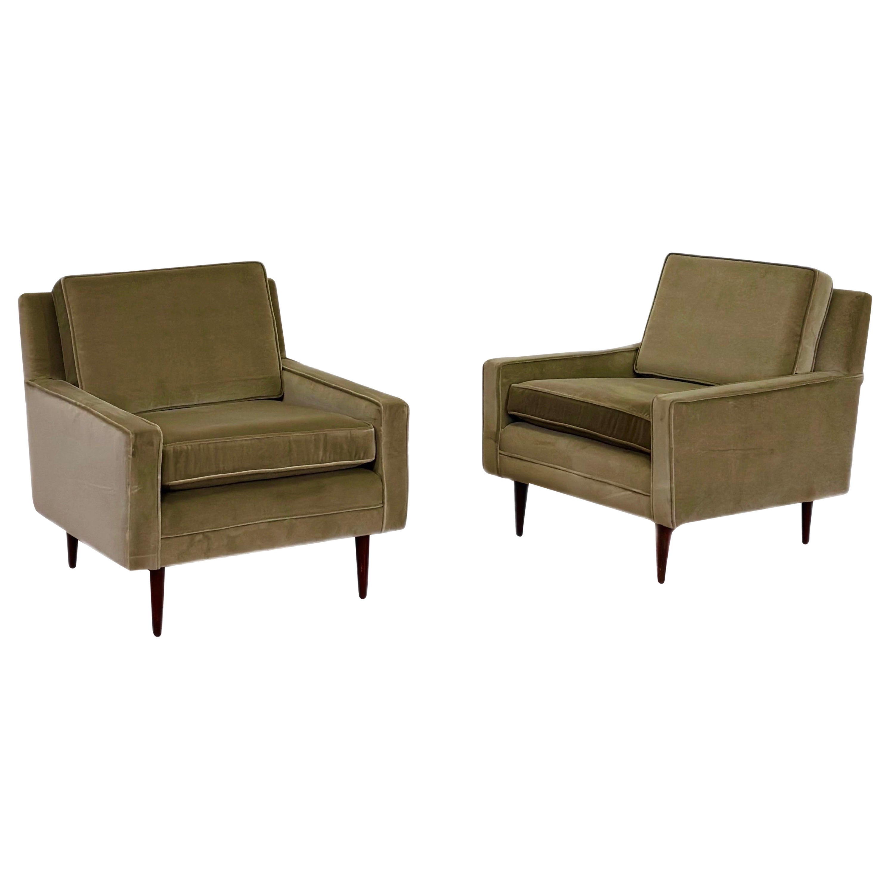 1950s Mid-Century Modern Sage Lounge Armchairs - a Pair 