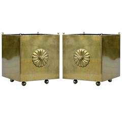 Vintage Large and Decorative Brass Planters