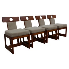 “Cuiaba” Set of of 4 Chairs in Hardwood and Fabric by Sergio Rodrigues, 1970’s