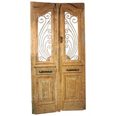 Pair of Circa 1900 French Art Nouveau Wood and Iron Doors
