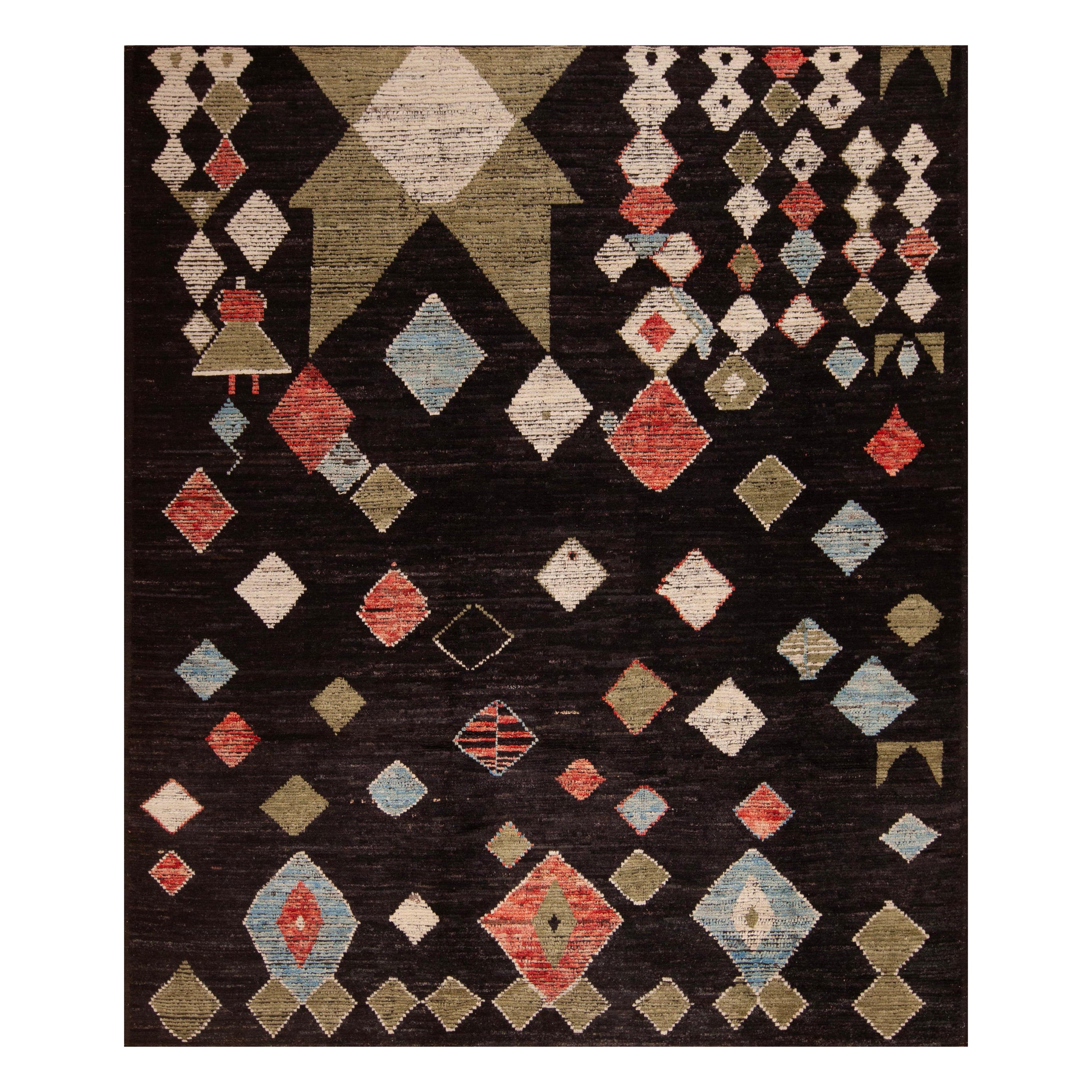 Collection Nazmiyal, design tribal géométrique moderne, taille de pièce de 8'4" x 10' en vente