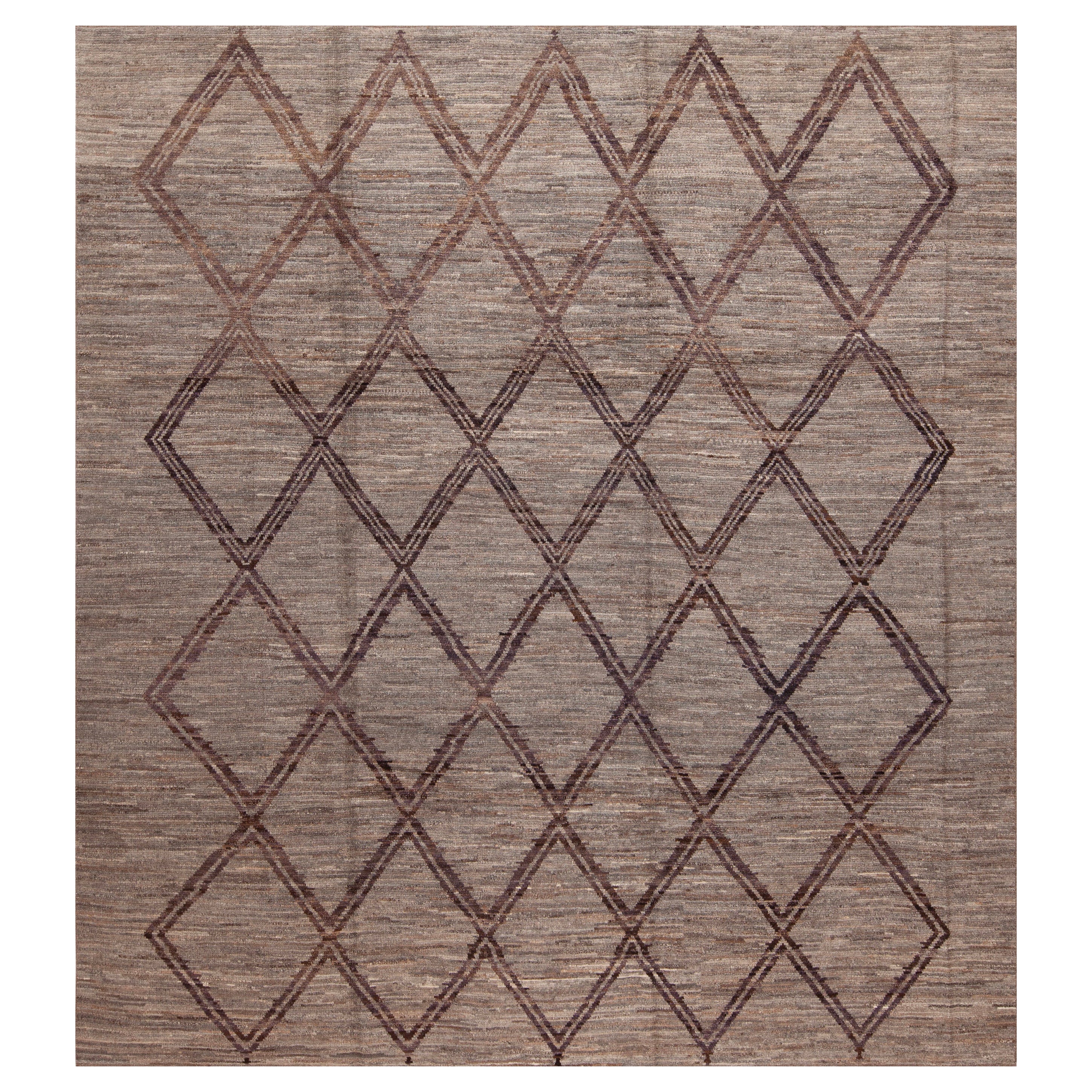 Nazmiyal Kollektion Abrash Moderner geometrischer quadratischer Stammes-Teppich 8'9" x 9' im Angebot