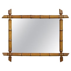 Antique 19th century bamboo wall mirror