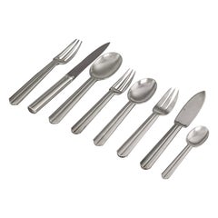 Puiforcat, Set of Art Deco Chantaco Flatware Plated Silver 105 Pieces