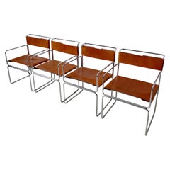 Tan Leather Libellula Chairs by Giovanni Carini for Planula, 70's