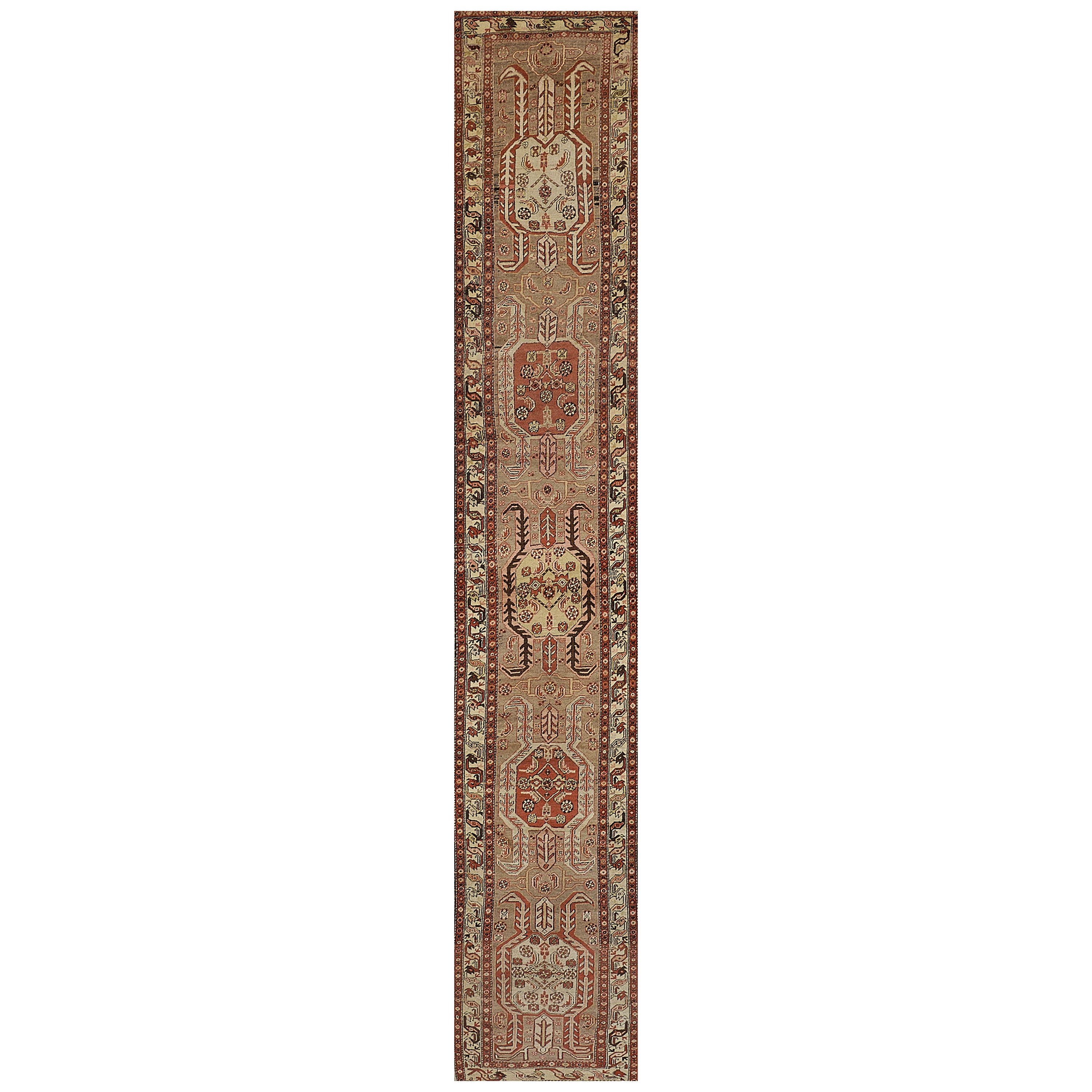 Antique Circa-1900 Traditional Wool Persian Heriz Runner For Sale