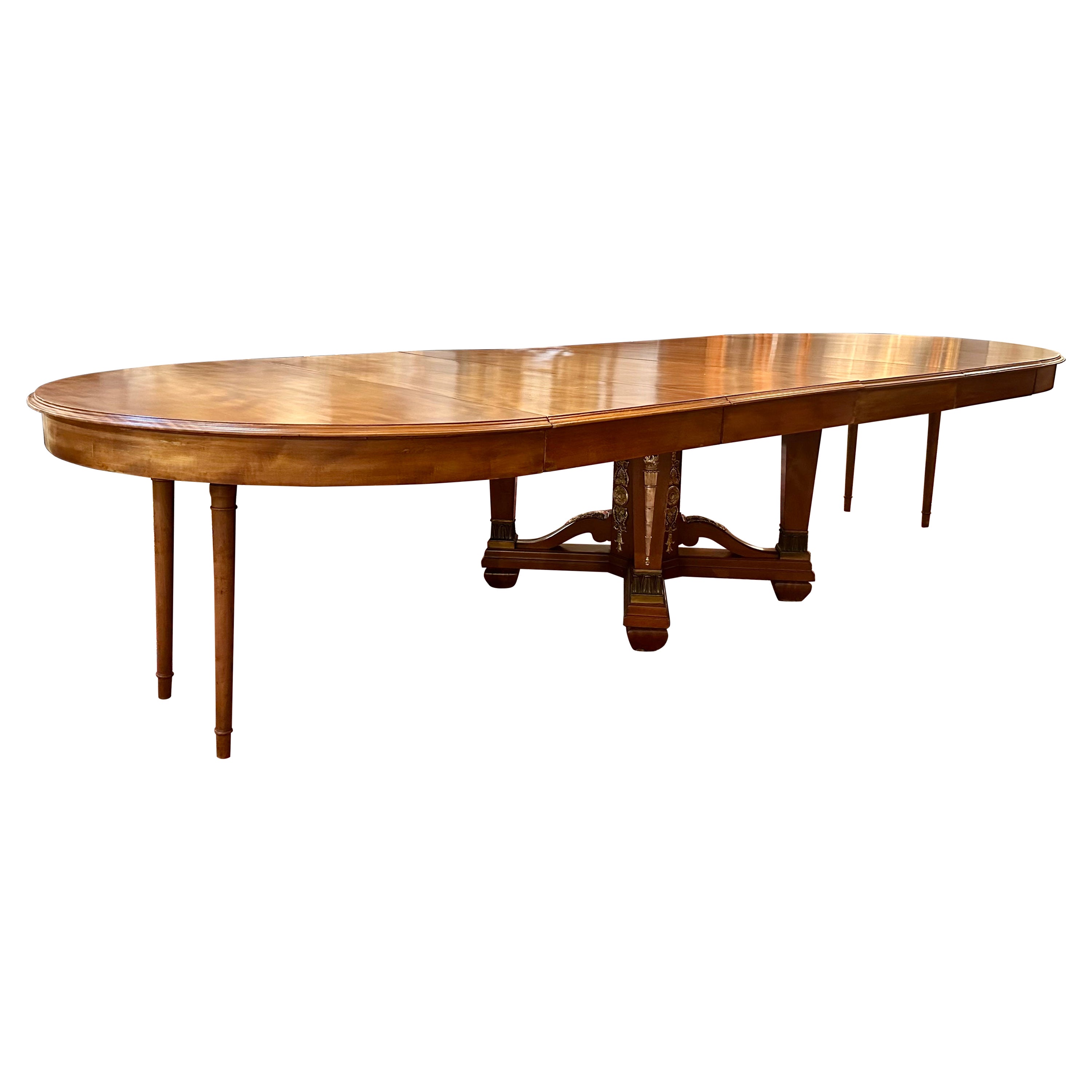 Antique French Empire Bronze D' Ore Mounted Mahogany Dining Table, Circa 1890. For Sale