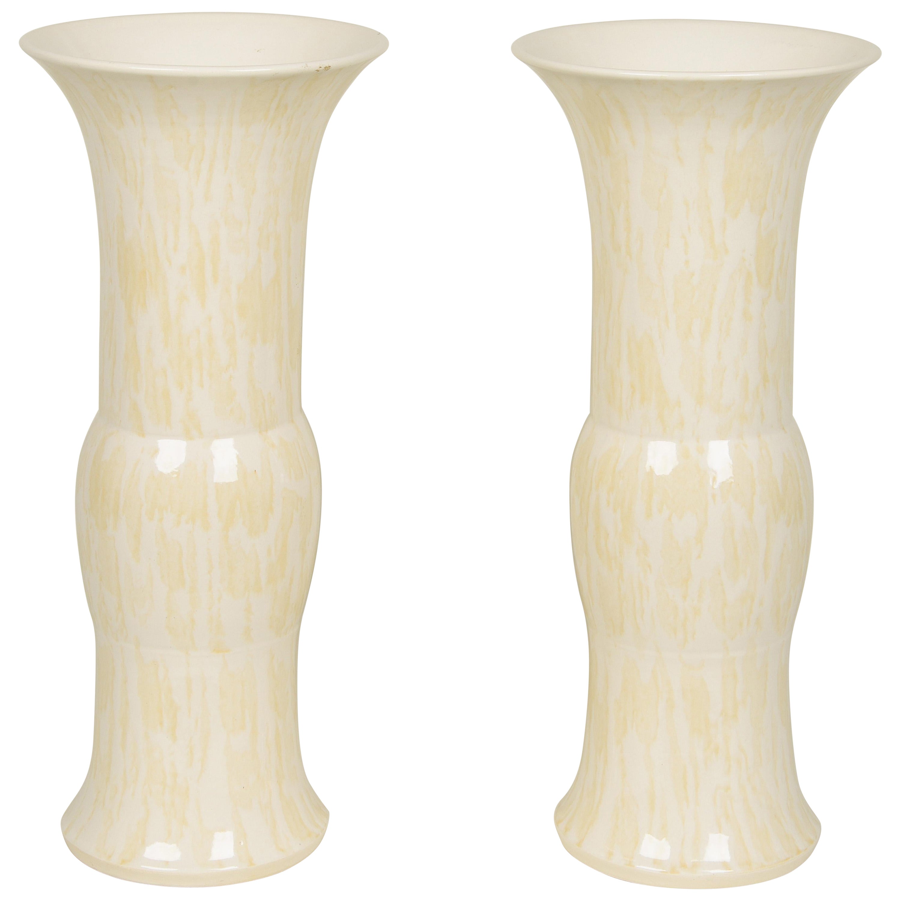 Pair of Chinese Style Ceramic Beaker Vases For Sale