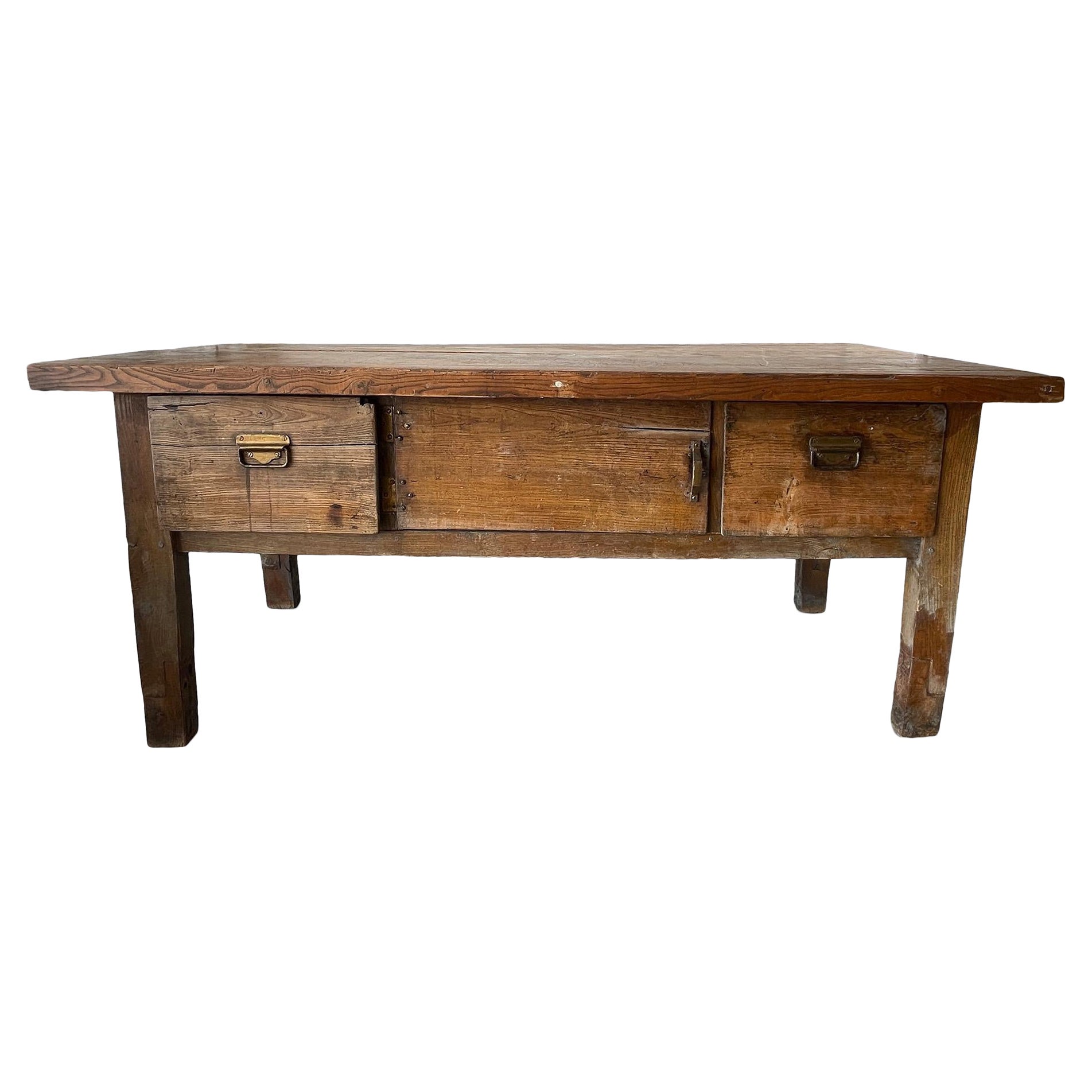 Table console en bois française ancienne du 19e siècle