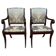 Retro Pair Baker Furniture Regency Dining Chairs with Klismos Legs