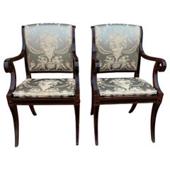 Pair Baker Furniture Regency Dining Chairs with Klismos Legs