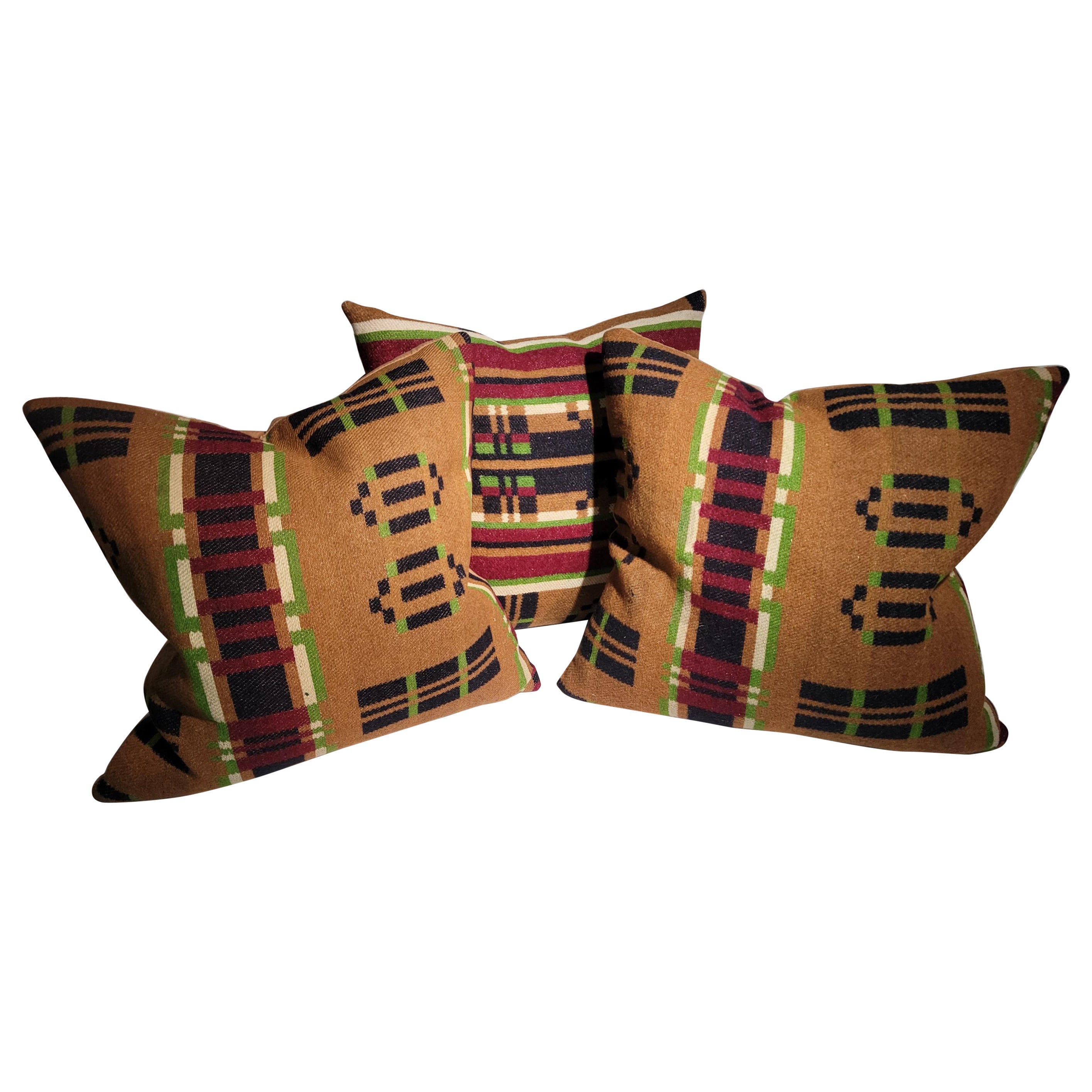 19Thc Horse Blanket Pillows -Collection of Three For Sale