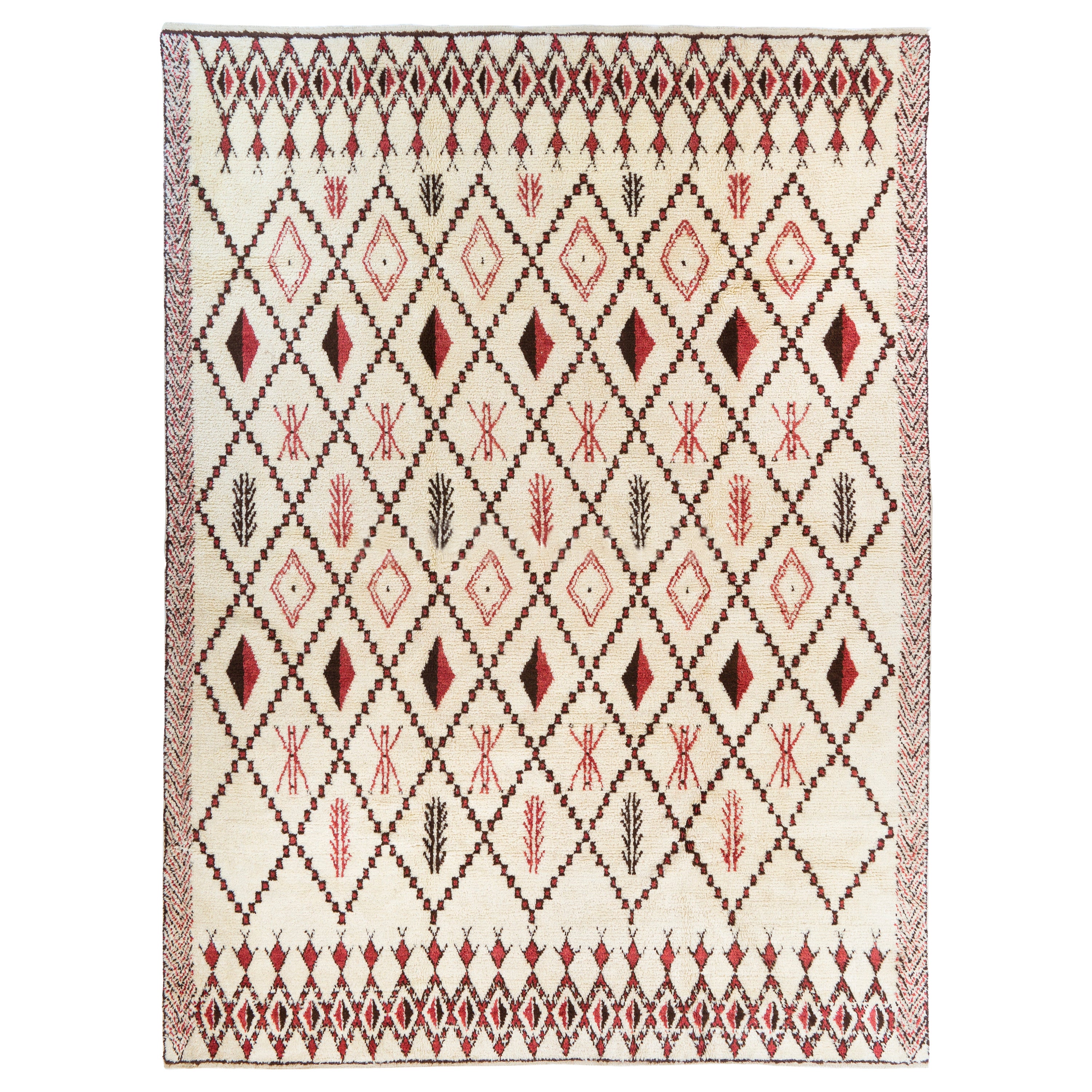 10 5x14 4 Ft Modern Moroccan Tulu Wool Rug In Beige Red And Brown 10 5x14 4 Ft Modern Moroccan Tulu Wool Rug In Beige Red And Brown