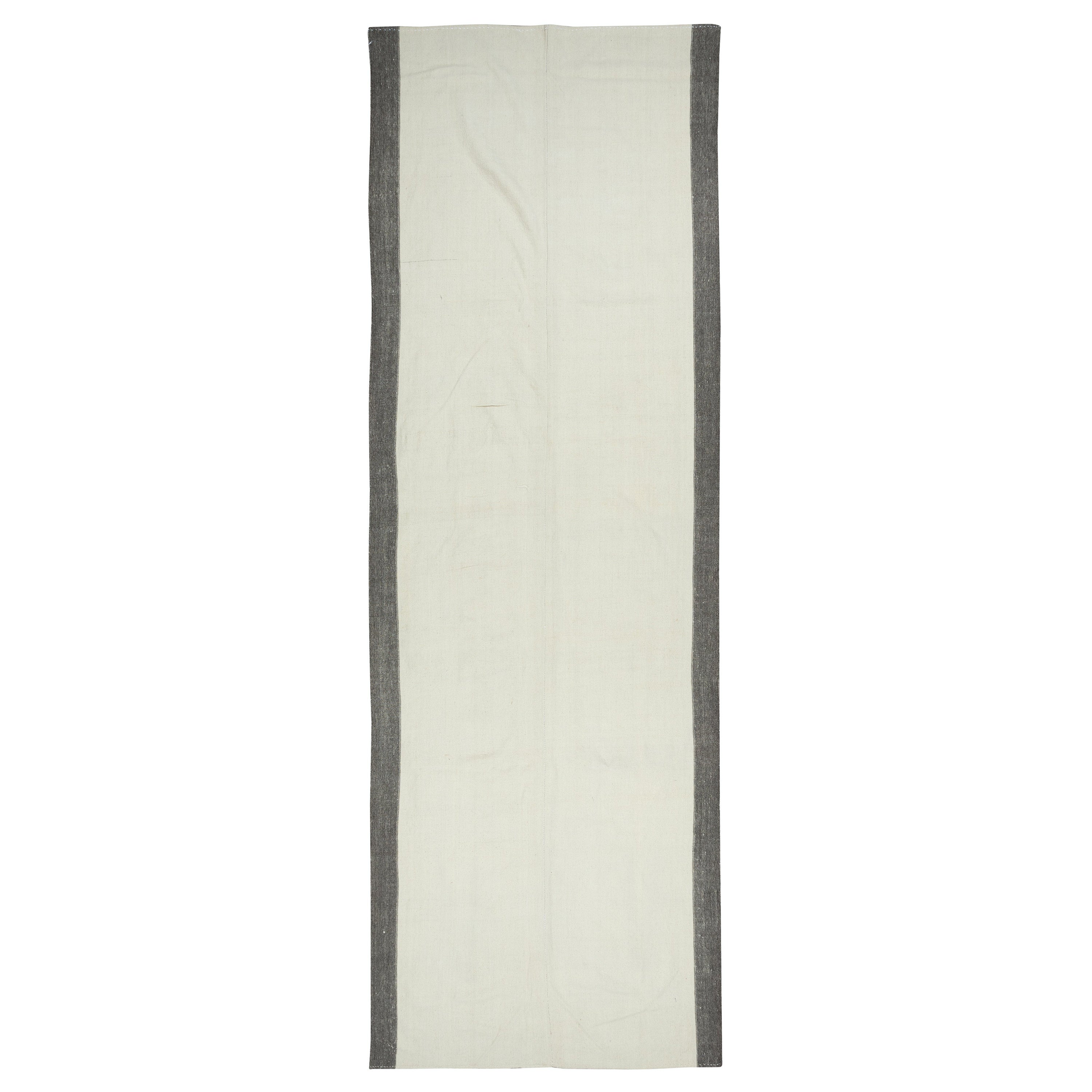 4.7x13.3 Ft Hand-Woven Turkish Hallway Runner Kilim in Beige & Brown, Flat-Weave For Sale
