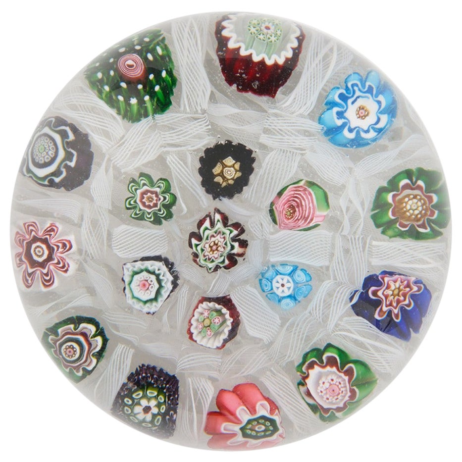 Antique Clichy Rose Millefiori Chequer Paperweight c1850 For Sale