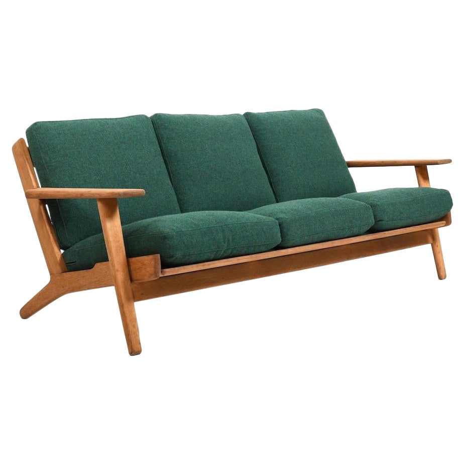 New Upholstered Hans Wegner GE-290 / 3 Sofa 1950s For Sale