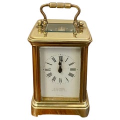 Antike Edwardian Qualität Miniatur Messing Kutsche Uhr von J C Vickery, London