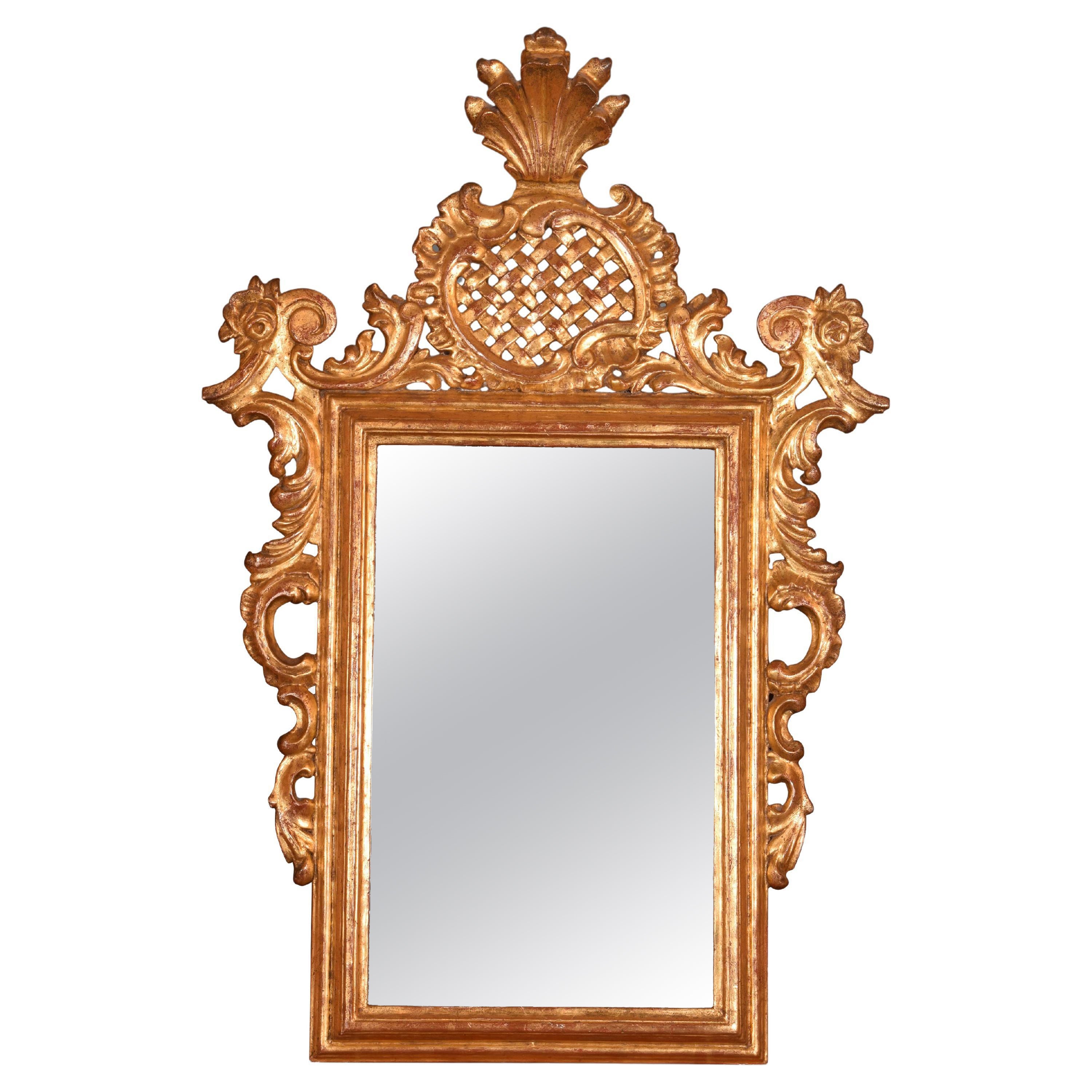 Mirror with Rococo Style Frame, Wood, 20th Century For Sale