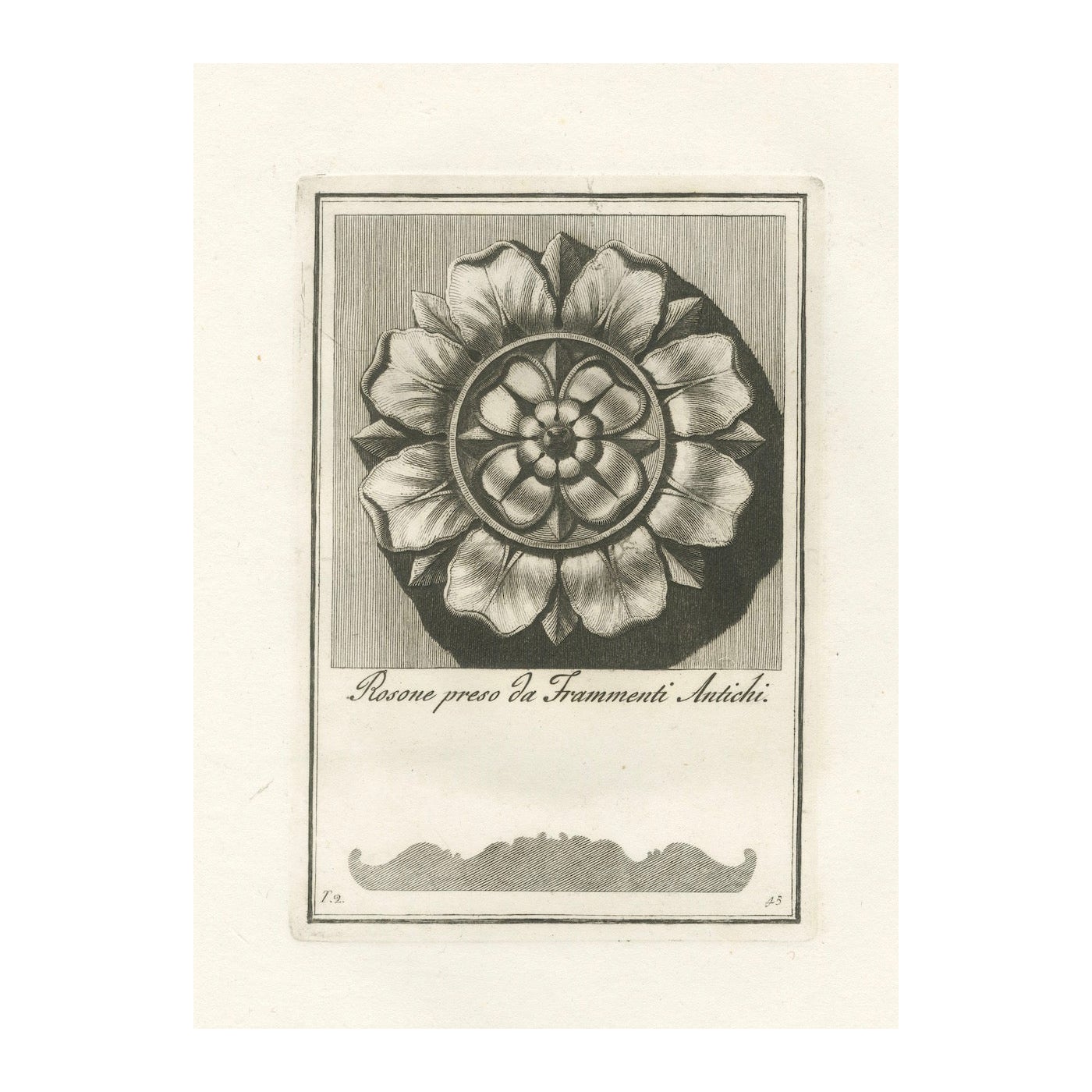 Engraving of an Antique Rosette Plate 45 by Antonini, circa 1780 For Sale