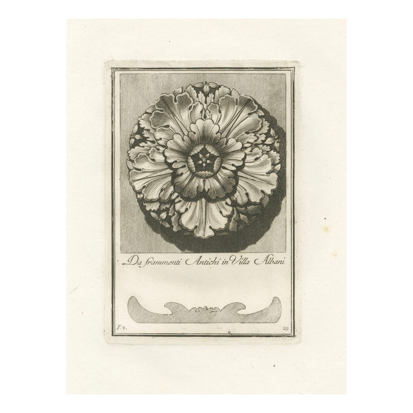 1780s Villa Albani-inspired Rosette Engraving For Sale