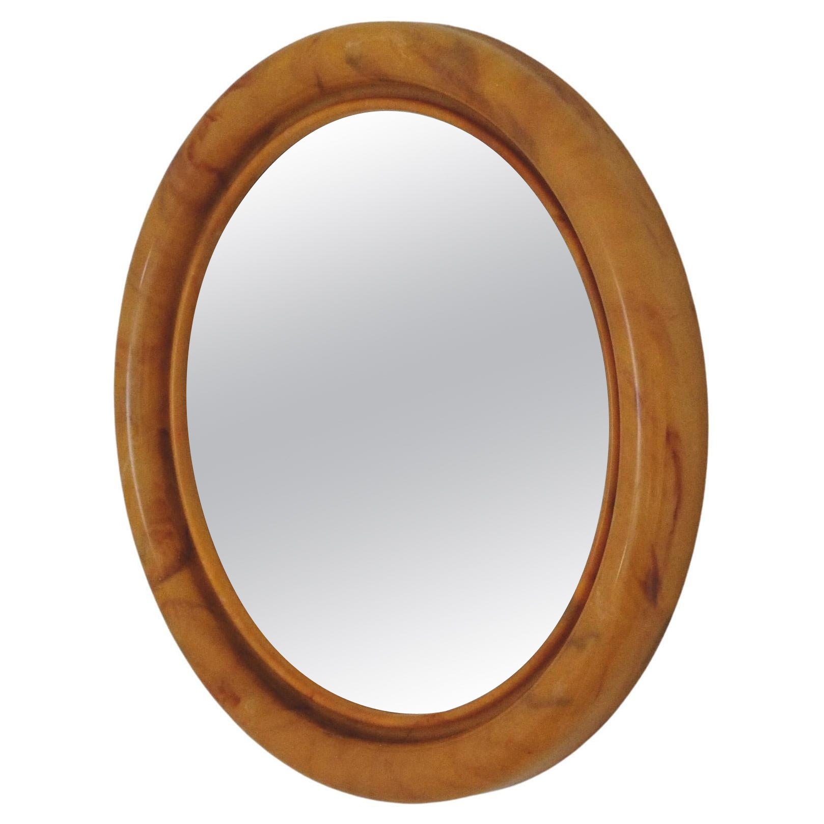 Runder englischer Butterscotch-Marmor-Badspiegel, Mid-Century-Retro, 60er Jahre im Angebot