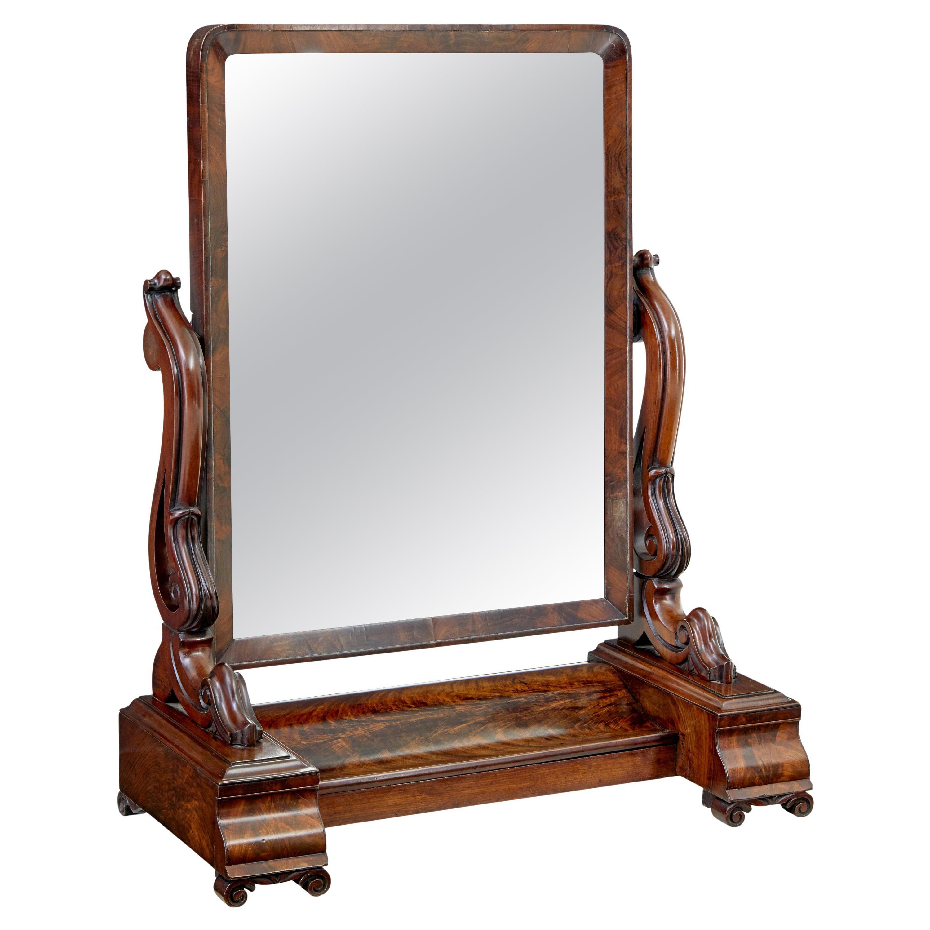 19th century early Victorian mahogany vanity mirror For Sale