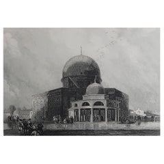 Original Antique Print of Mosque of Omar, Jerusalem, After David Roberts, C.1850
