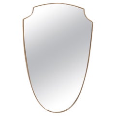 Midcentury italian brass wall mirror in the style of Gio Ponti