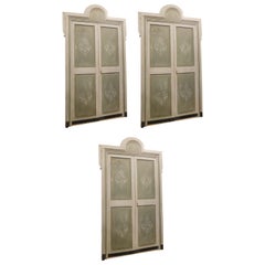 Antique Set of 3 double doors with frame, hand painted, from a hotel in Italy